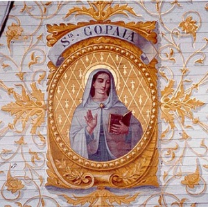 Médaillon peint sur le plafond de l'église de Langoat