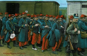Grûss aus Friedrichsfeld - Le bonjour de Friedrichsfeld.        Kriegsgefangene Franzosen - Prisonniers de guerre français.