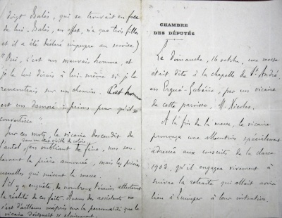 1V135 Dénonciation du vicaire François Nicolas : « Oui, c'est un mauvais homme, et je le lui dirais à lui-même si je le rencontrais sur un chemin. Cet homme est un damné ; prions pour qu'il se convertisse »