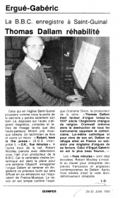 Ouest-France, édition de Quimper, 30 juin 1985