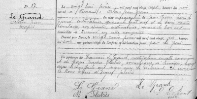 Acte de naissance 1920